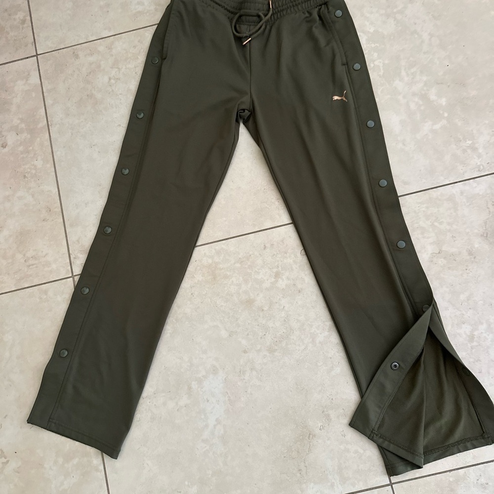 VtG Puma Low Rise Archival Puma women's explosive tear away pants OLIVE GREEN - Picture 9 of 11
